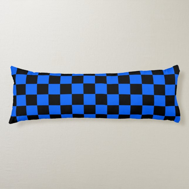 Cojín Patrón de verificación azul negro (Anverso)