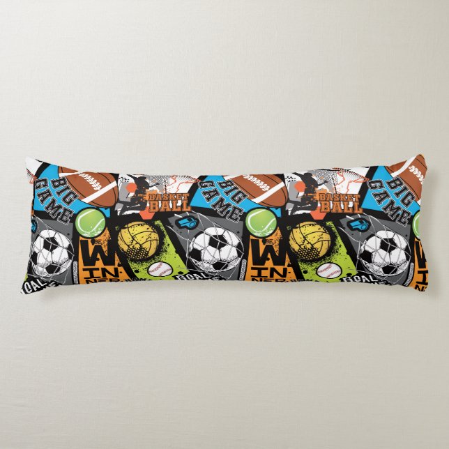 Cojín Patrón Deportivo Con Balones (Anverso)