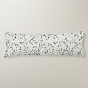 Cojín Patrón elegante de hojas de contraste gris