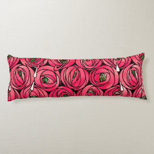 Cojín Patrón floral Art Nouveau de rosa de Rennie Mackin