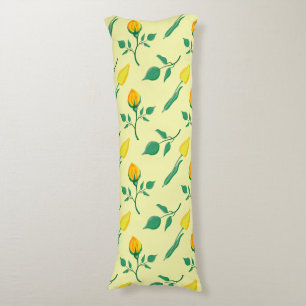 Cojín Patrón floral con flores amarillas de rosa y tulip