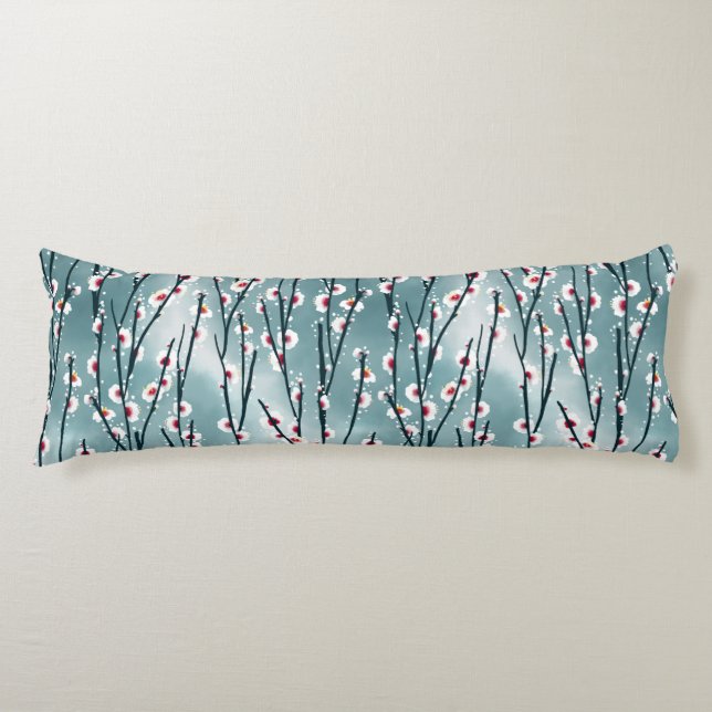 Cojín Patrón floral de ciruela de primavera (Anverso)