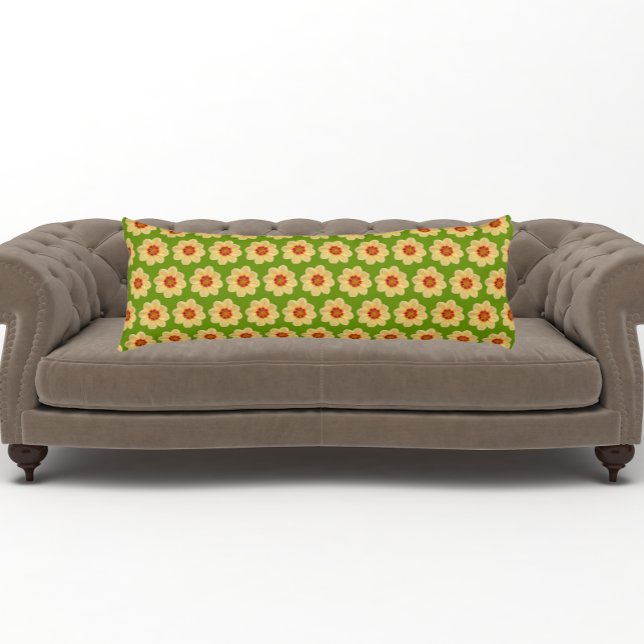 Cojín Patrón floral de Dahlia amarillo en verde (In Situ)