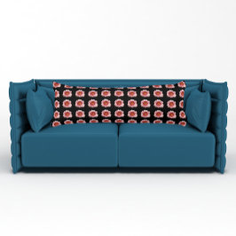 Cojín Patrón floral diurno rosado en negro