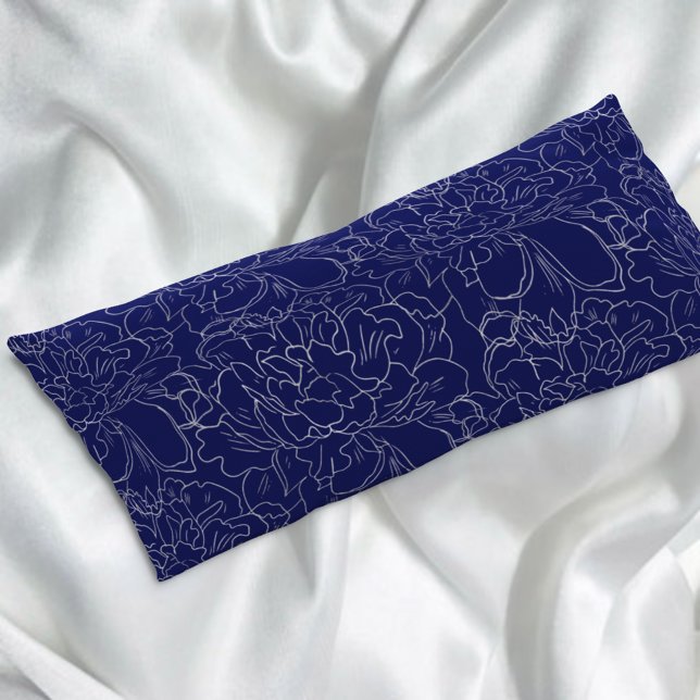 Cojín Patrón floral elegante de la Marina Azul Plata (Subido por el creador)