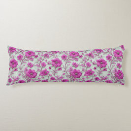 Cojín Patrón floral rosa vibrante con flores magenta