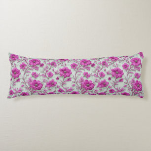 Cojín Patrón floral rosa vibrante con flores magenta