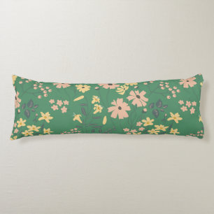 Cojín Patrón floral verde boho moderno