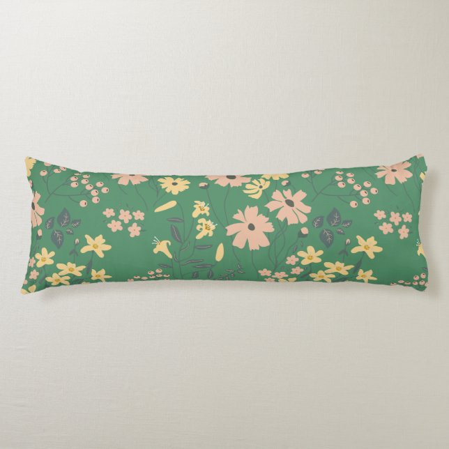 Cojín Patrón floral verde boho moderno (Anverso)