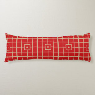 Cojín Patrón geométrico chino tradicional rojo y oro