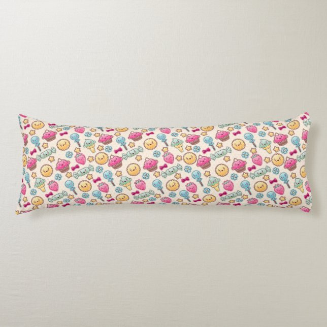 Cojín Patrón infantil kawaii con doodles bonitos (Anverso)