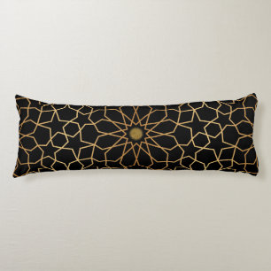 Cojín Patrón marroquí moderno dorado negro mediterráneo