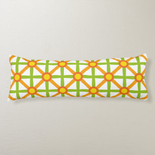 Cojín Patrón naranja verde y amarillo de inspiración ret