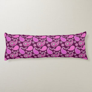 Cojín Patrón paisley, fucsia rosa, púrpura y blanca