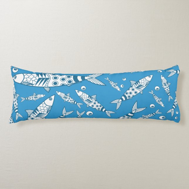 Cojín Patrón portugués de sardinas de Lisboa Azulejos az (Anverso)