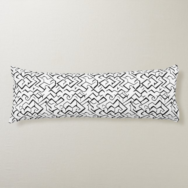 Cojín Patrón Repetidor Blanco Y Negro | Maze moderno (Anverso)