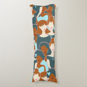 Cojín Patrón sin fisuras con chicas negros y chicas blan