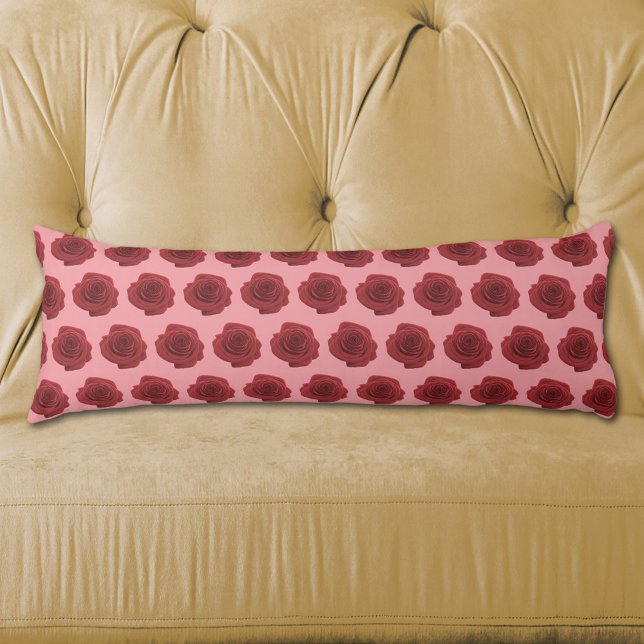 Cojín Patrón sin soldadura de la flor rosa roja sobre el (Red Rose flower seamless pattern on body pillow)