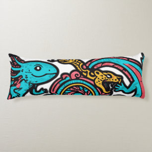 Cojín Patrón tribal azteca axolotl xolotl mitología boho