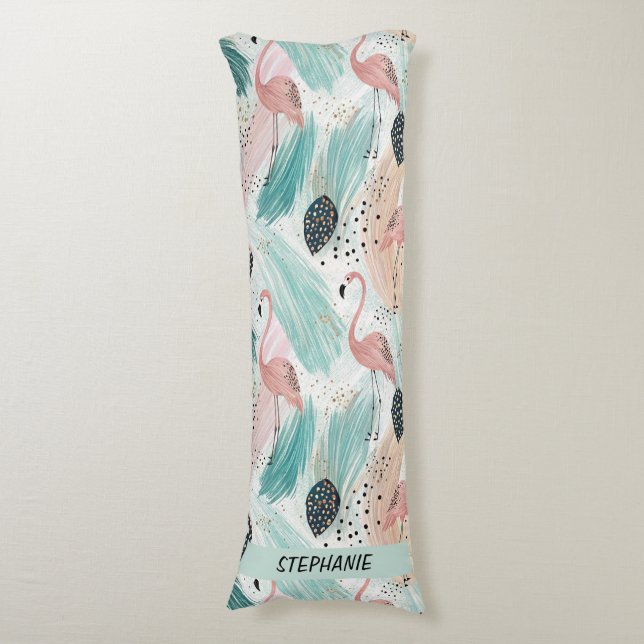 Cojín Patrón tropical de flamenco acuático (Frente vertical)