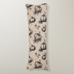 Cojín Patrón Vintage de calabaza y grabado de vino