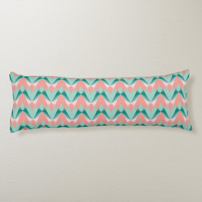 Cojín Patrón Yukka Rosa Y ZigZag Verde (Reverso)
