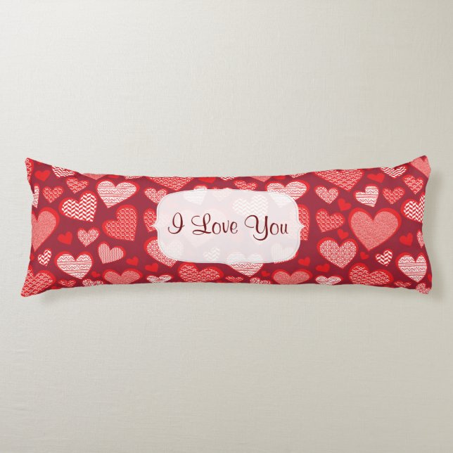 Cojín Patrona roja Te amo los corazones (Anverso)