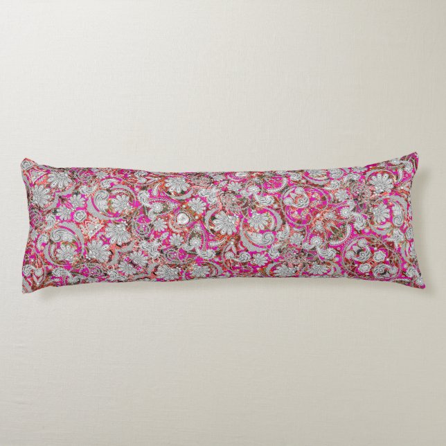 Cojín Patrones de paisajes rosa blanco (Reverso)