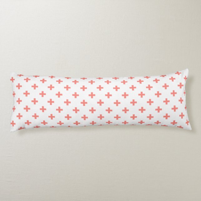 Cojín Peach polka cruza sobre blanco (Reverso)