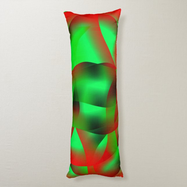Cojín Perezoso verde y las ondas rojas claras, con sombr (Atrás (Vertical))