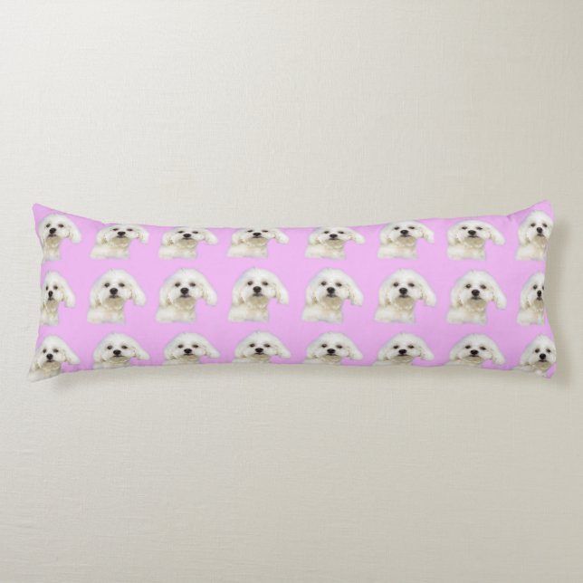 Cojín Perrito maltés en rosa (Anverso)