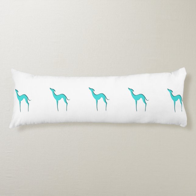 Cojín Perro blanco grisáceo Silueta turquesa elegante (Anverso)