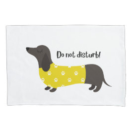 Cojín Perro de Dachshund - funda de almohada blanca