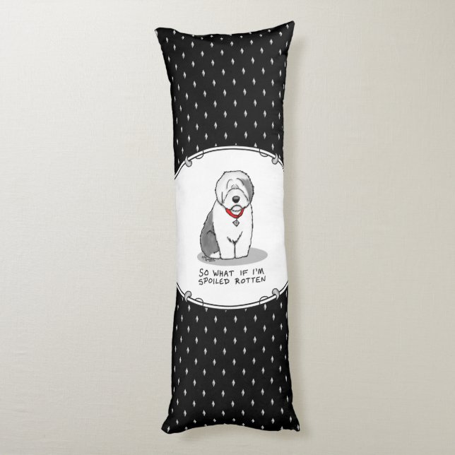 Cojín Perro inglés viejo podrido (gris 1) funesto (Atrás (Vertical))