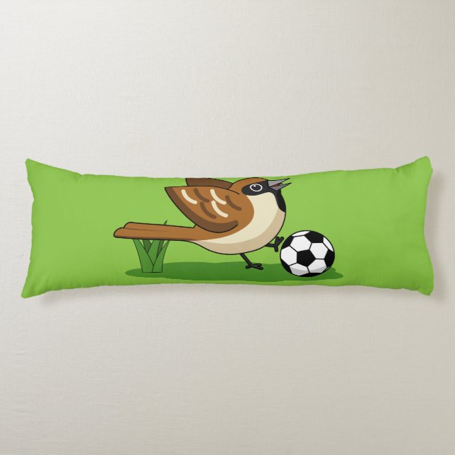 Cojín Personalizado Cute Sparrow Jugando Fútbol (Anverso)