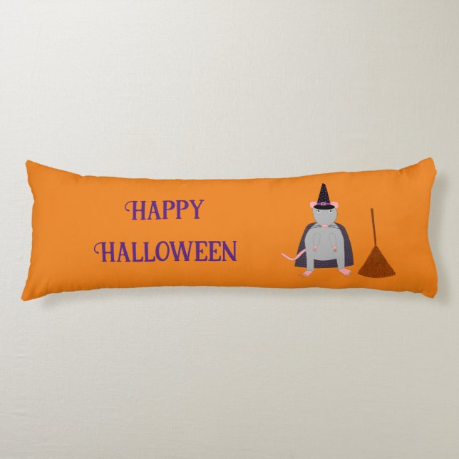 Cojín Personalizado de Halloween Witch Rat and Broom (Anverso)