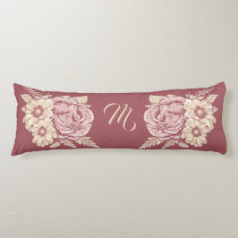 Cojín Personalizado de Ilustracion de flores monograma a