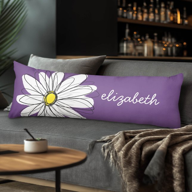 Cojín Personalizado de margarita y marrón amarilla (Custom Monogram Body Pillow)