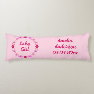 Cojín Personalizado de mariposas y flores para bebé rosa