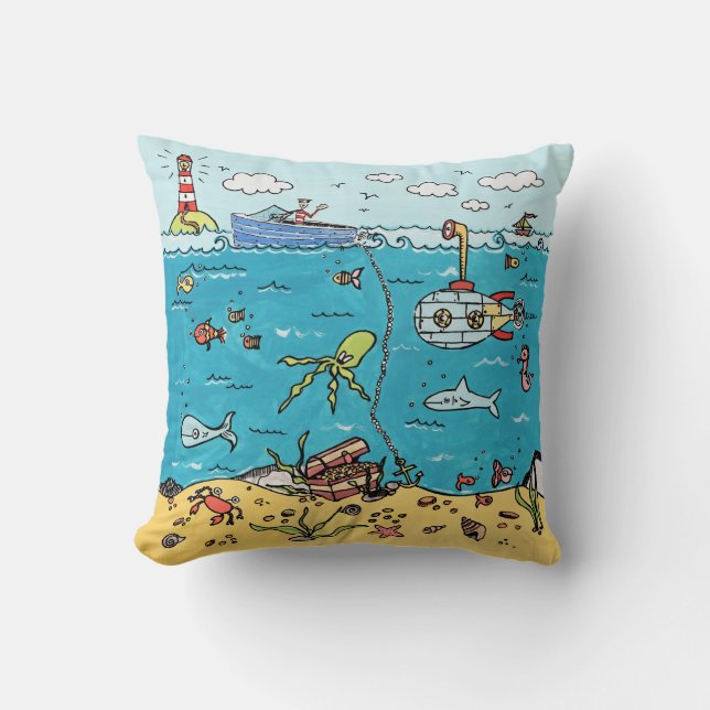 Cojín personalizado de Sea Life Square (Anverso)