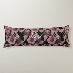 Cojín Personalizado floral negro Iniciales Pillow corpor