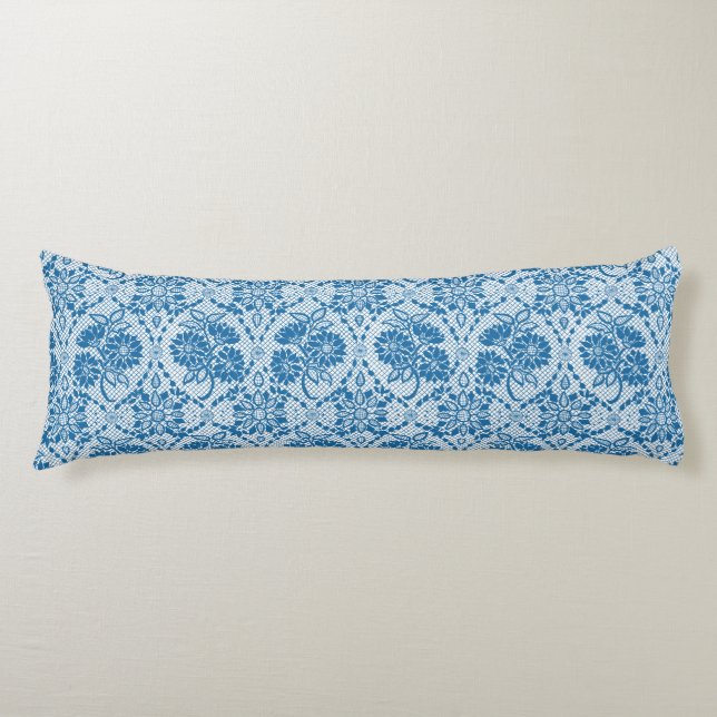 Cojín Personalizado Indigo Azul Floral Faux Lace Pattern (Anverso)
