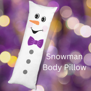 Cojín Personalizado lindo Snowman con bolera morada