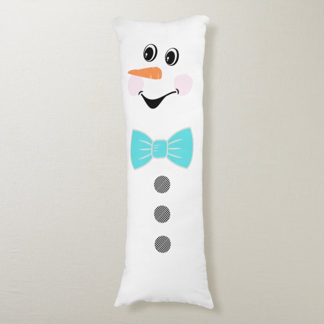 Cojín Personalizado lindo Snowman con una Verde azulada  (Frente vertical)