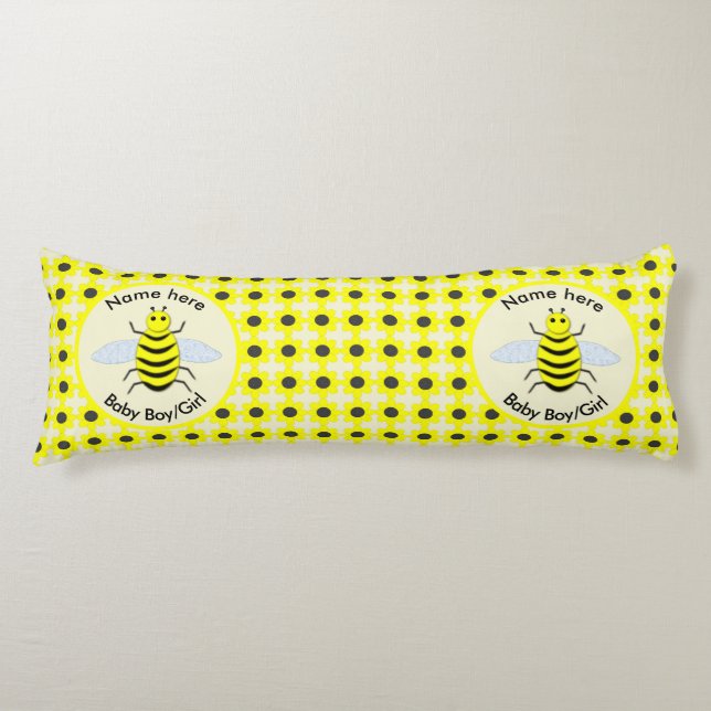 Cojín Personalizado Neutral de Abeja Amarilla Cute Géner (Anverso)