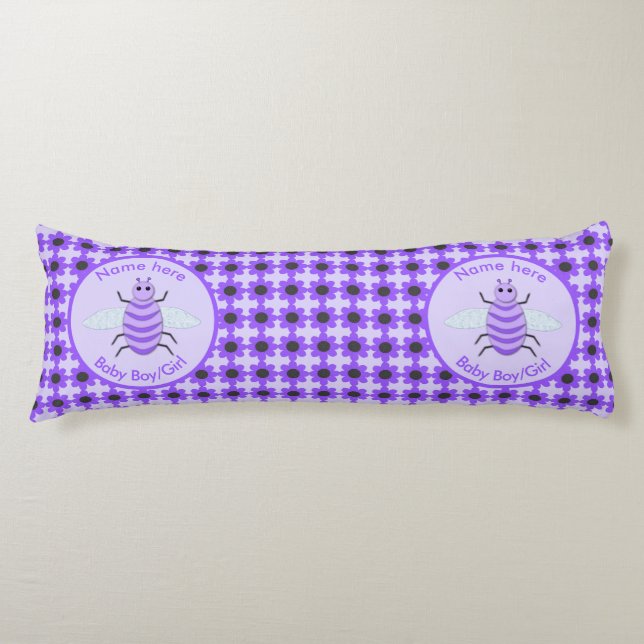 Cojín Personalizado Neutral de Abeja Cute Purple Bee (Anverso)