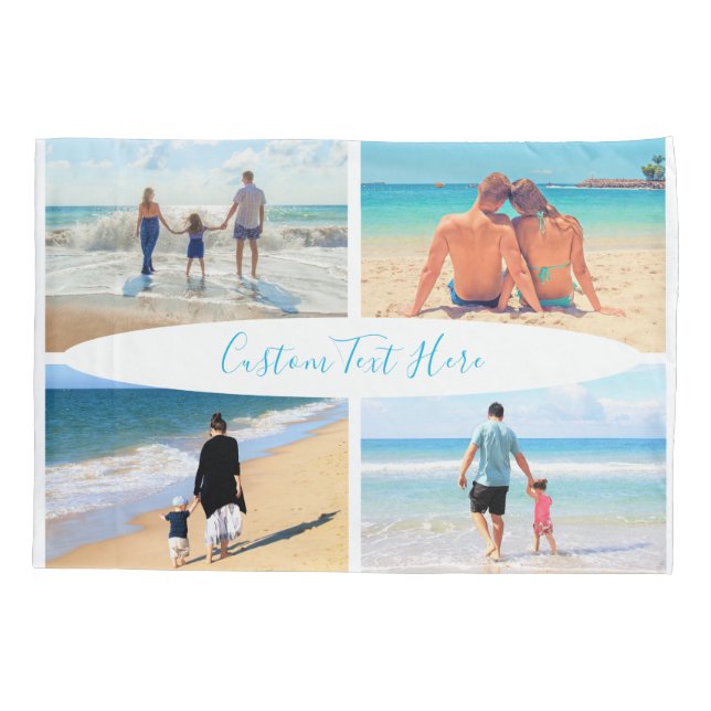 Cojín Personalizado Su Collage de fotos y Funda de almoh (Reverso)