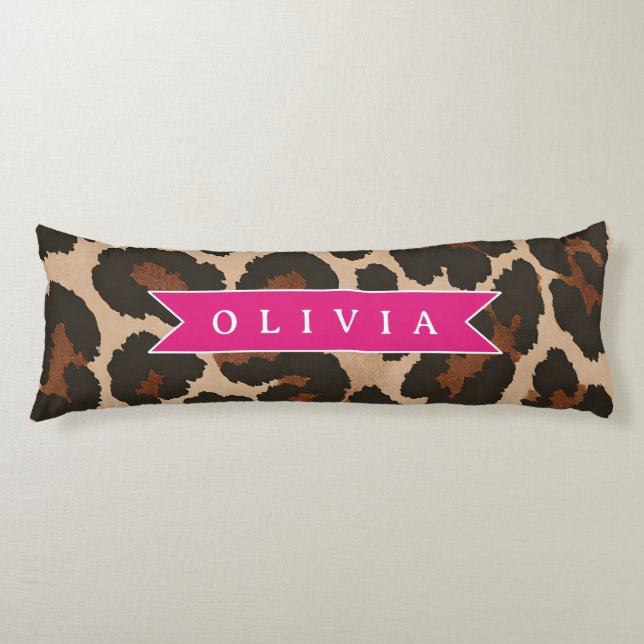 Cojín Personalized Pink Leopard Print Chic Animal Print (Anverso)
