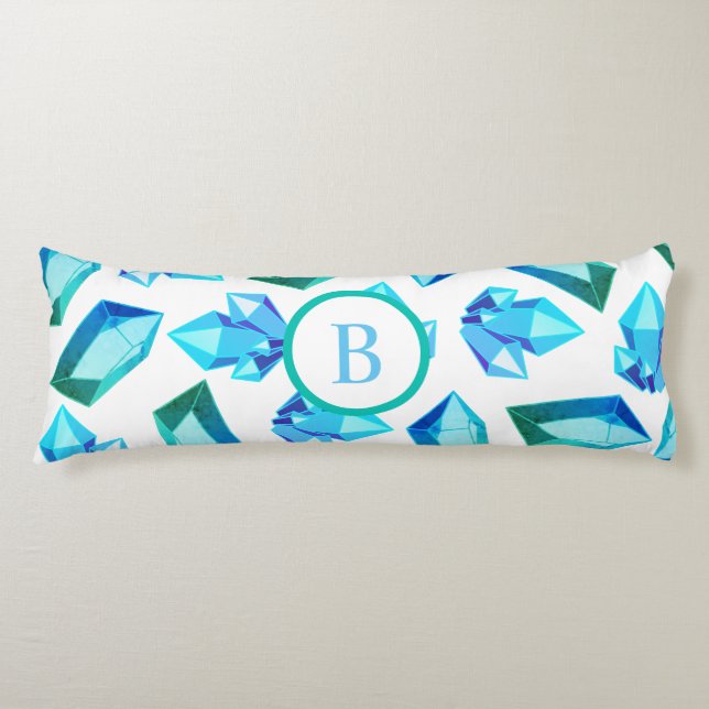 Cojín Piedras de efecto dominó azul y verde moderno (Anverso)