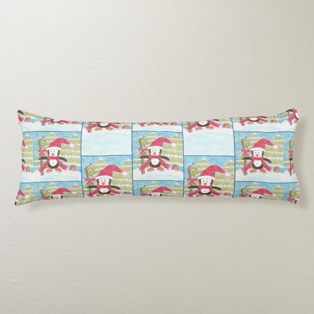 Cojín Piel azul del cuerpo del pingüino de patinaje sobr (Anverso)